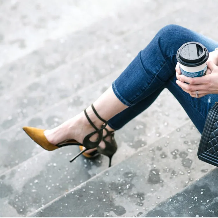 Pointed Toe Ankle Wraps High Stiletto Heels Sandals