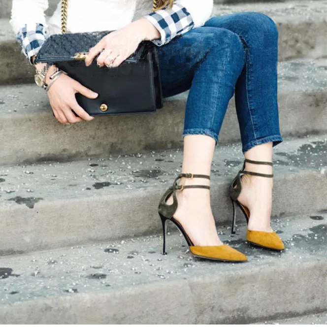 Pointed Toe Ankle Wraps High Stiletto Heels Sandals