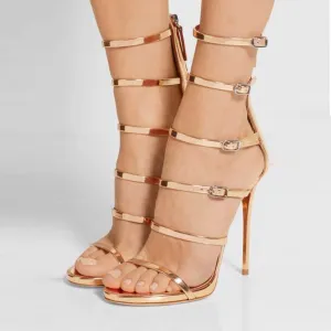 PU Peep-toe Stiletto Heel Straps High Heel Sandals