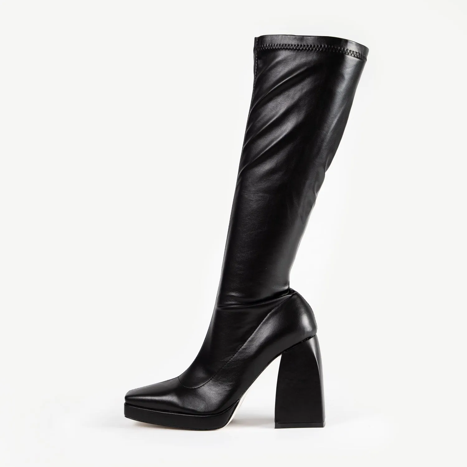 RAID Rainbow Block Heeled Long Boot in Black