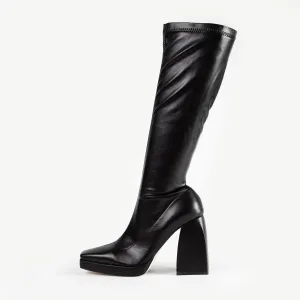RAID Rainbow Block Heeled Long Boot in Black