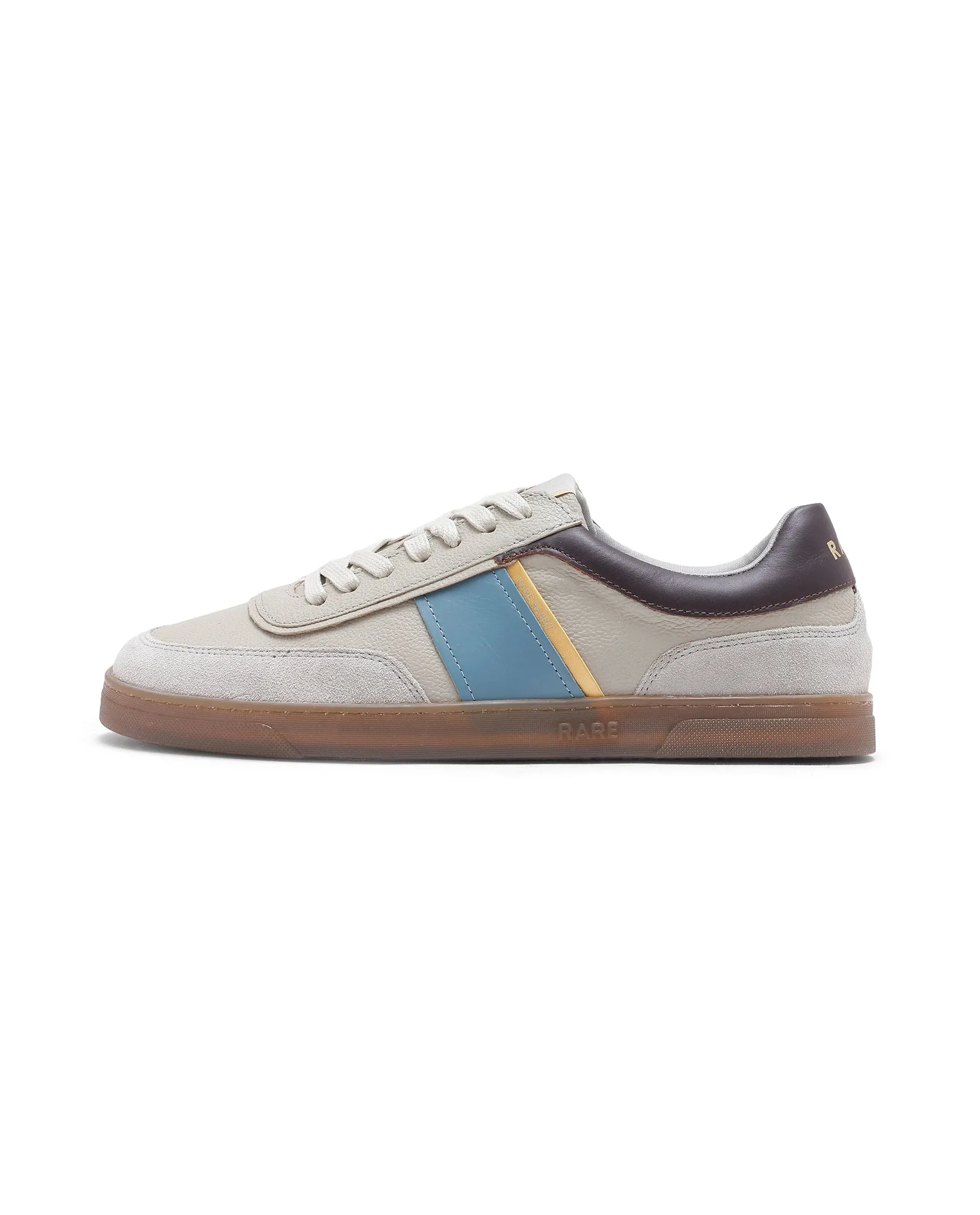 Rare Rabbit Men Kairos Pro Light Grey Premium Suede Leather Low-Top Lace-Up Sneaker Shoes