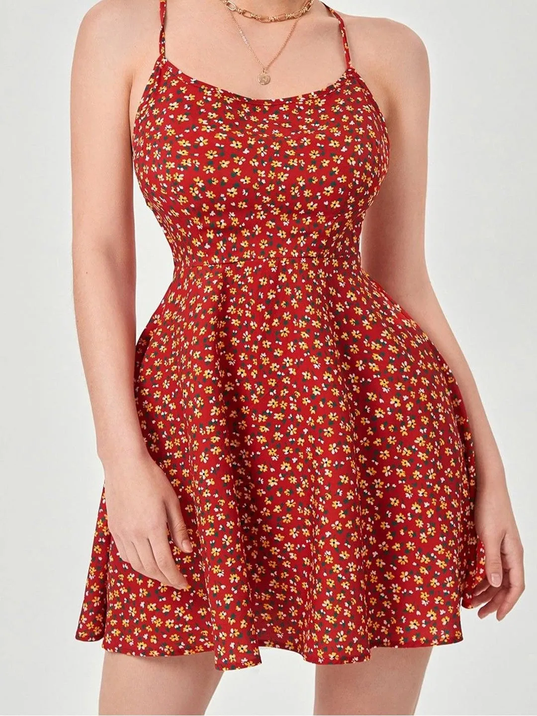 Red Floral Mini Dress