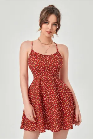 Red Floral Mini Dress