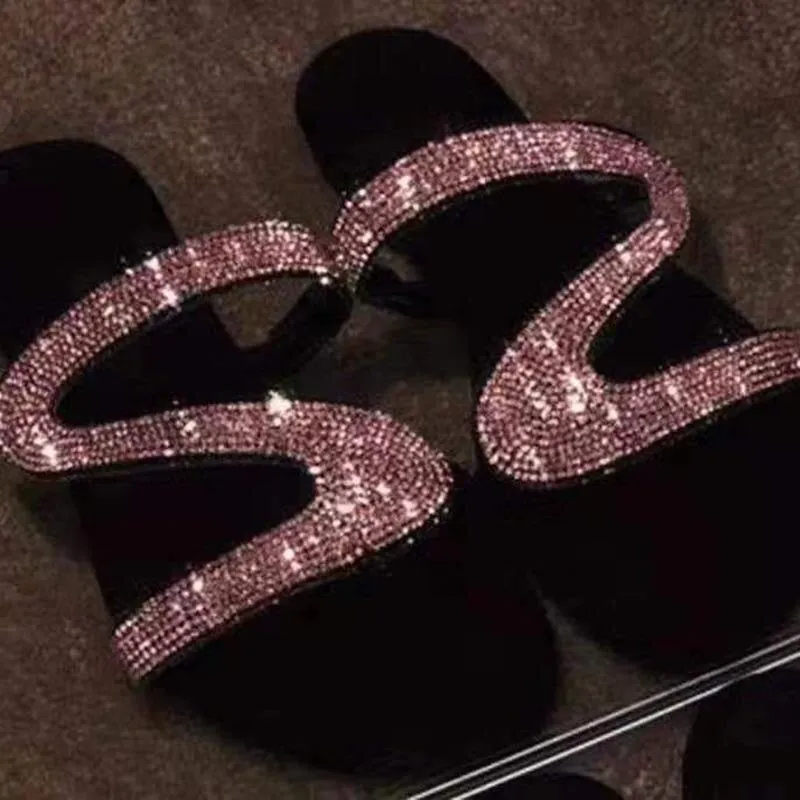 rhinestone flat sandals for women