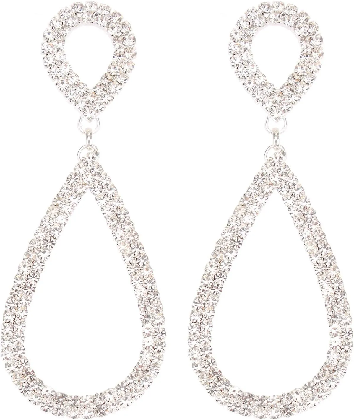 Rhinestone Teardrop Dangle Earrings Sparkly Wedding Jewelry