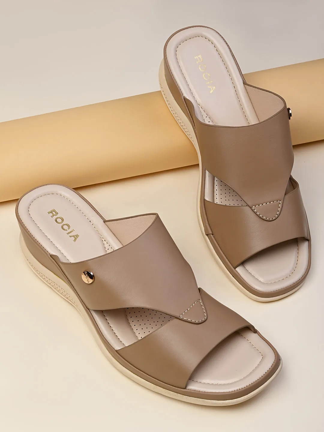Rocia By Regal Taupe Women Comfort Wedge Heels