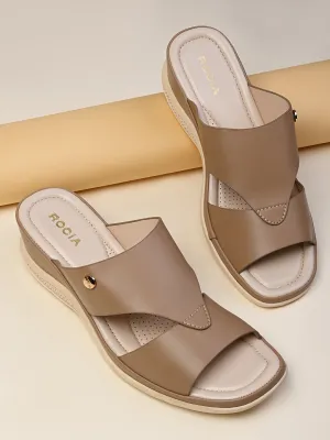 Rocia By Regal Taupe Women Comfort Wedge Heels
