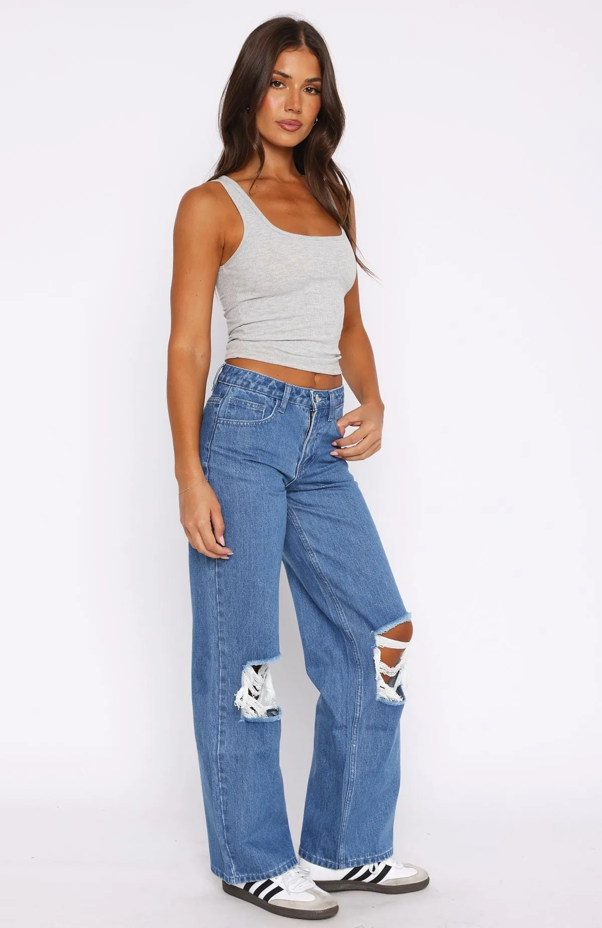Romie Mid Rise Wide Leg Jeans True Blue Wash