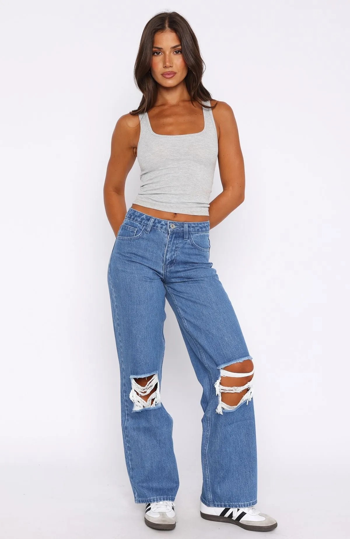 Romie Mid Rise Wide Leg Jeans True Blue Wash
