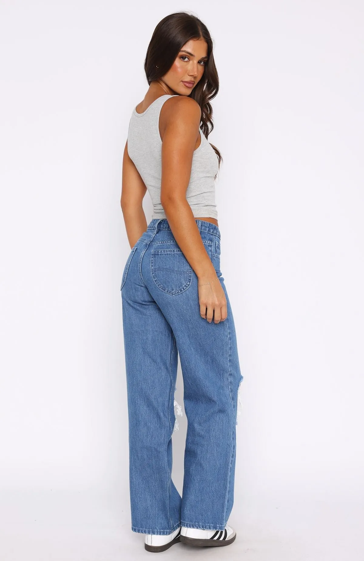 Romie Mid Rise Wide Leg Jeans True Blue Wash