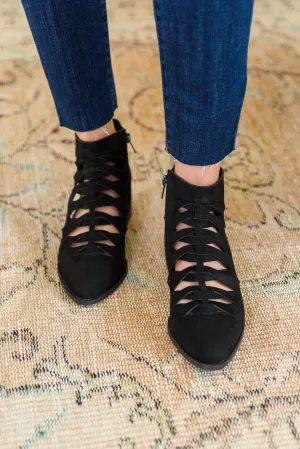 Sadie Ankle Boots in Black with Braided Detail