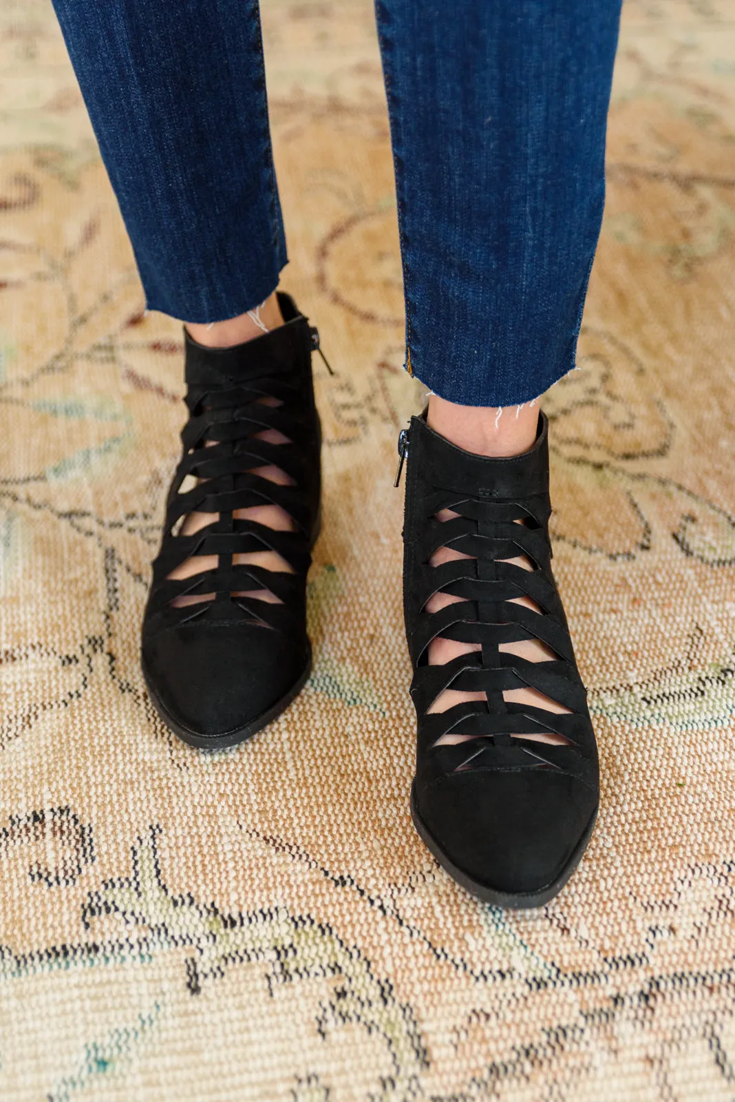 Sadie Ankle Boots in Black with Braided Detail