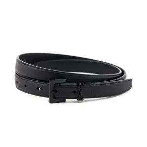 Saint Laurent Black Cassandre Thin Belt Size L