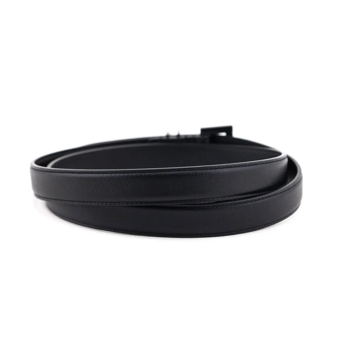 Saint Laurent Black Cassandre Thin Belt Size L