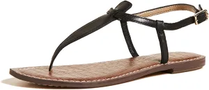 Sam Edelman Gigi Black Embossed Open Toe Ankle Strap Thong Flats Sandals