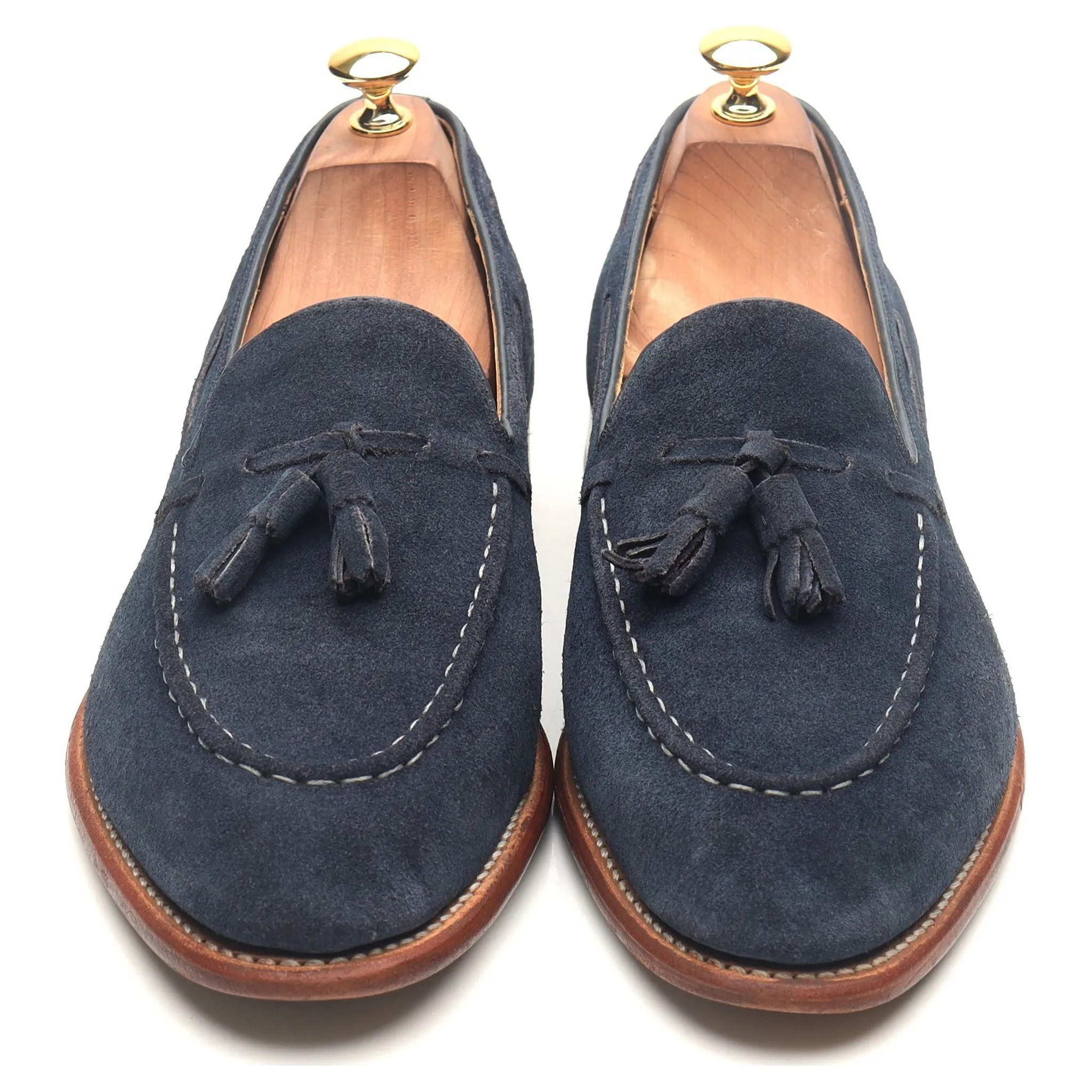 'Scottie' Navy Blue Leather Tassel Loafers UK 10 E