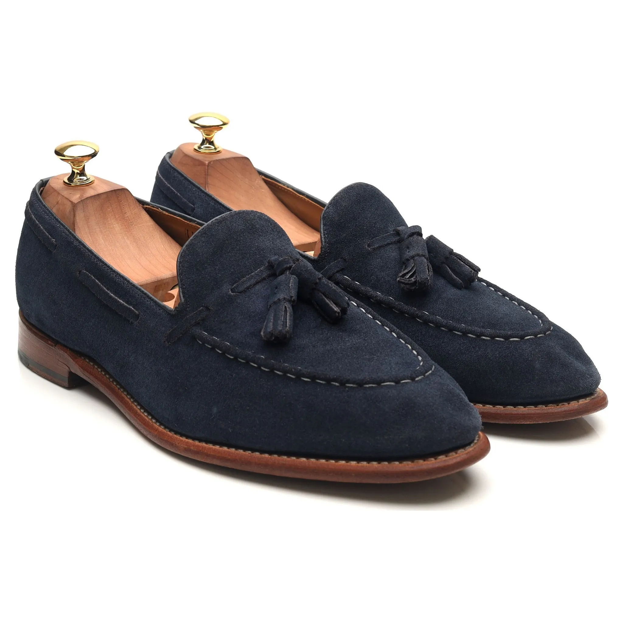 'Scottie' Navy Blue Leather Tassel Loafers UK 10 E