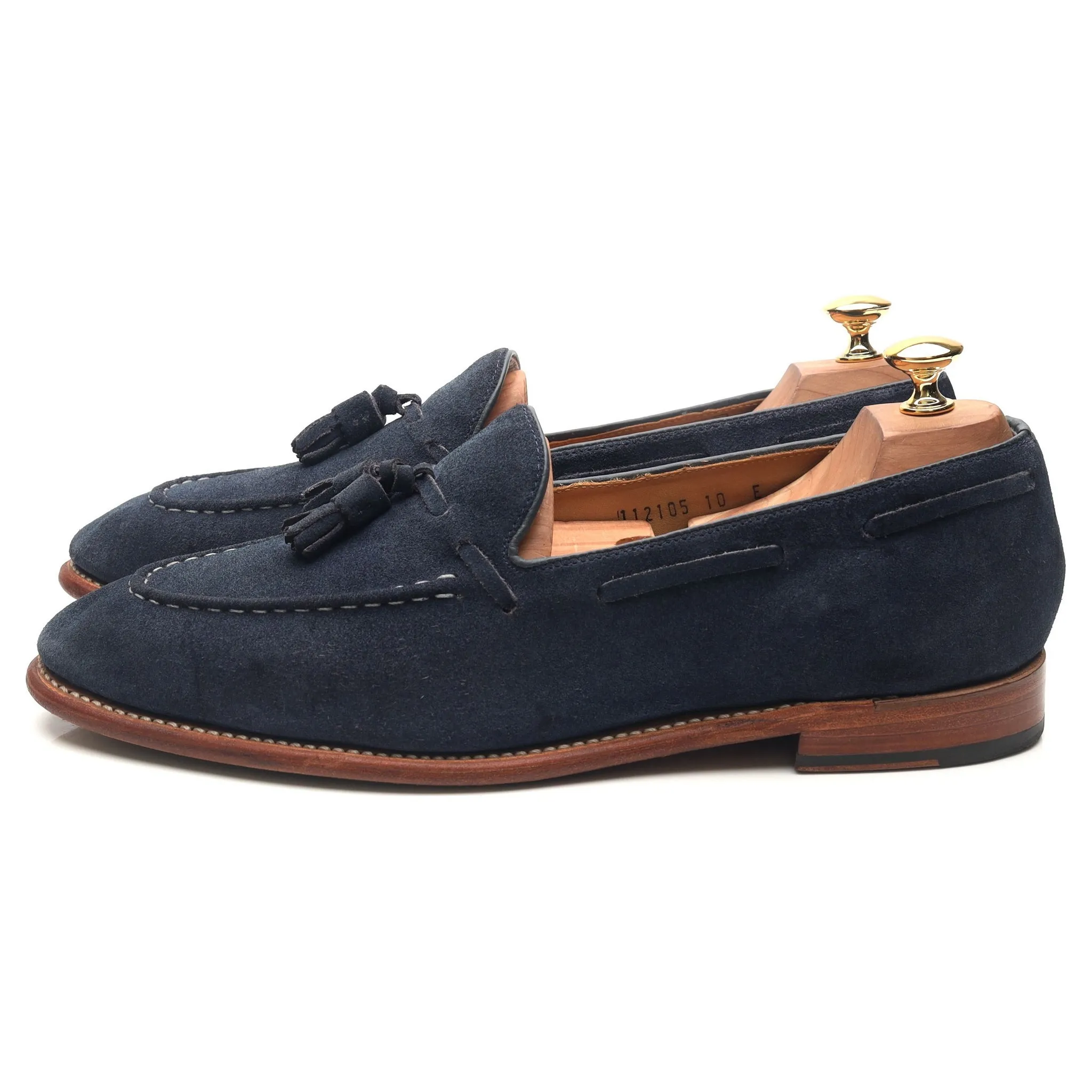'Scottie' Navy Blue Leather Tassel Loafers UK 10 E