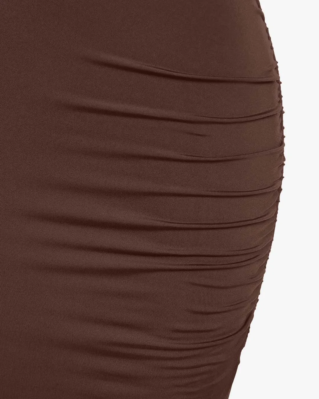 Set Of Two: Crop Top With High Waisted Side Split Skirt In Brown