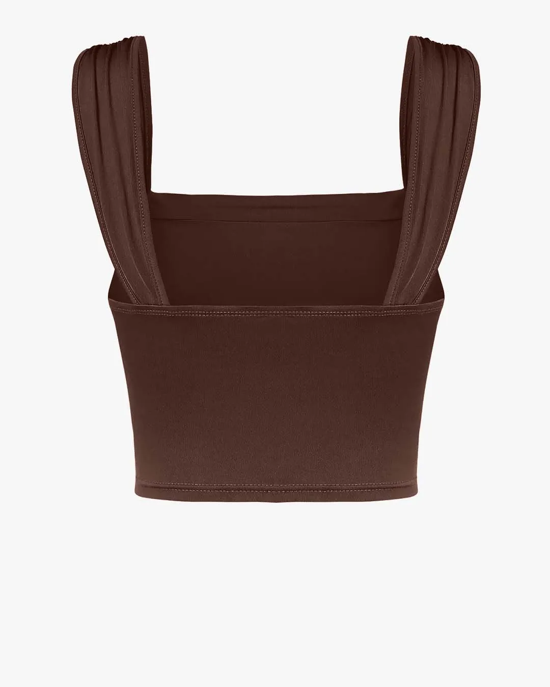 Set Of Two: Crop Top With High Waisted Side Split Skirt In Brown