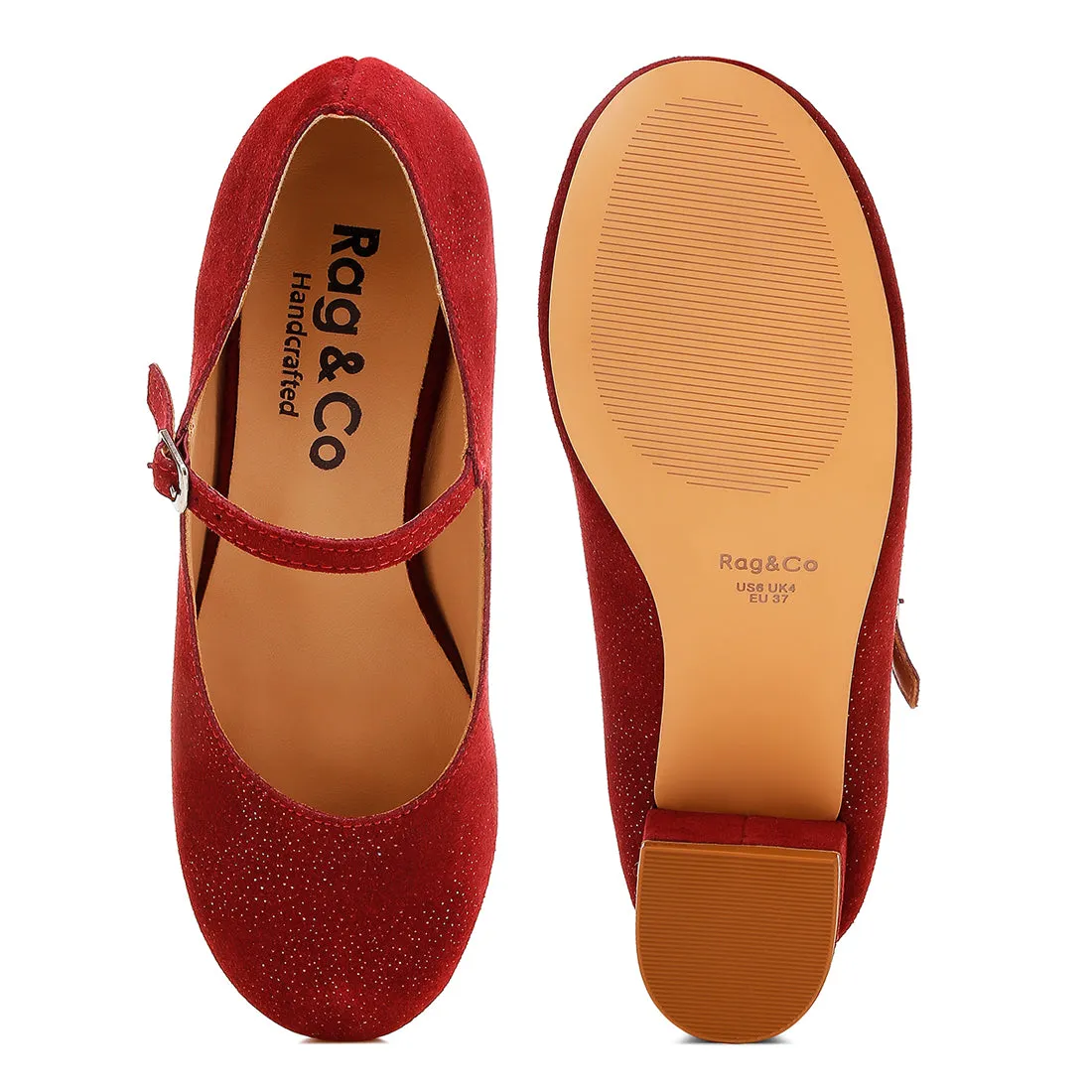 Shimmer Suede Mary Jane Sandals