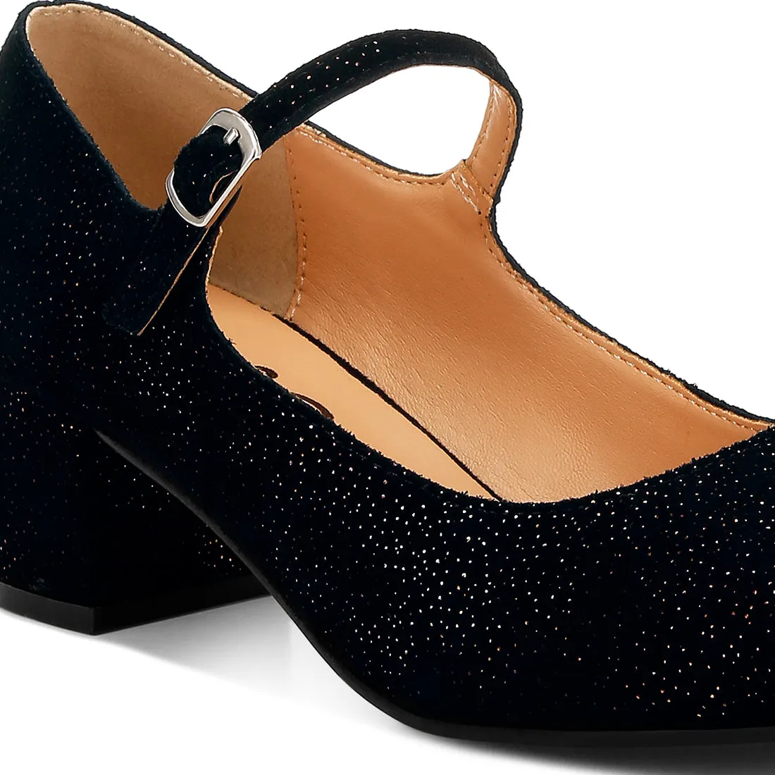 Shimmer Suede Mary Jane Sandals