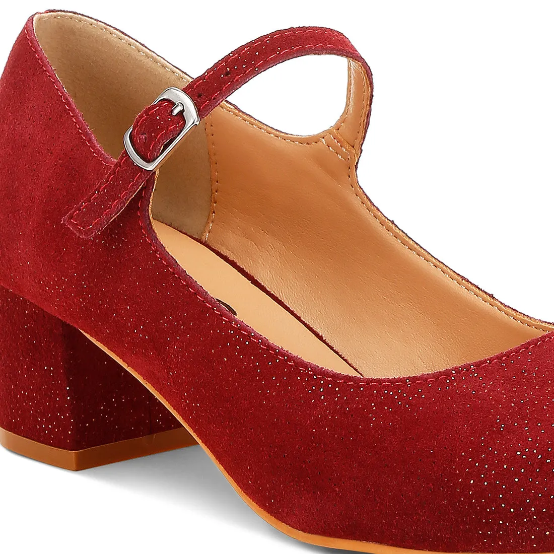 Shimmer Suede Mary Jane Sandals