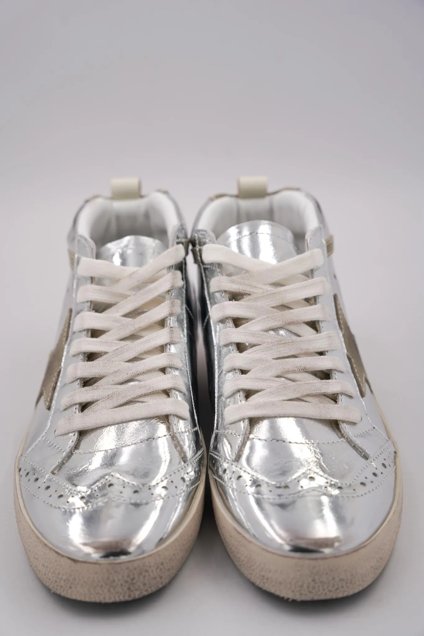Silver Mid Star Sneakers