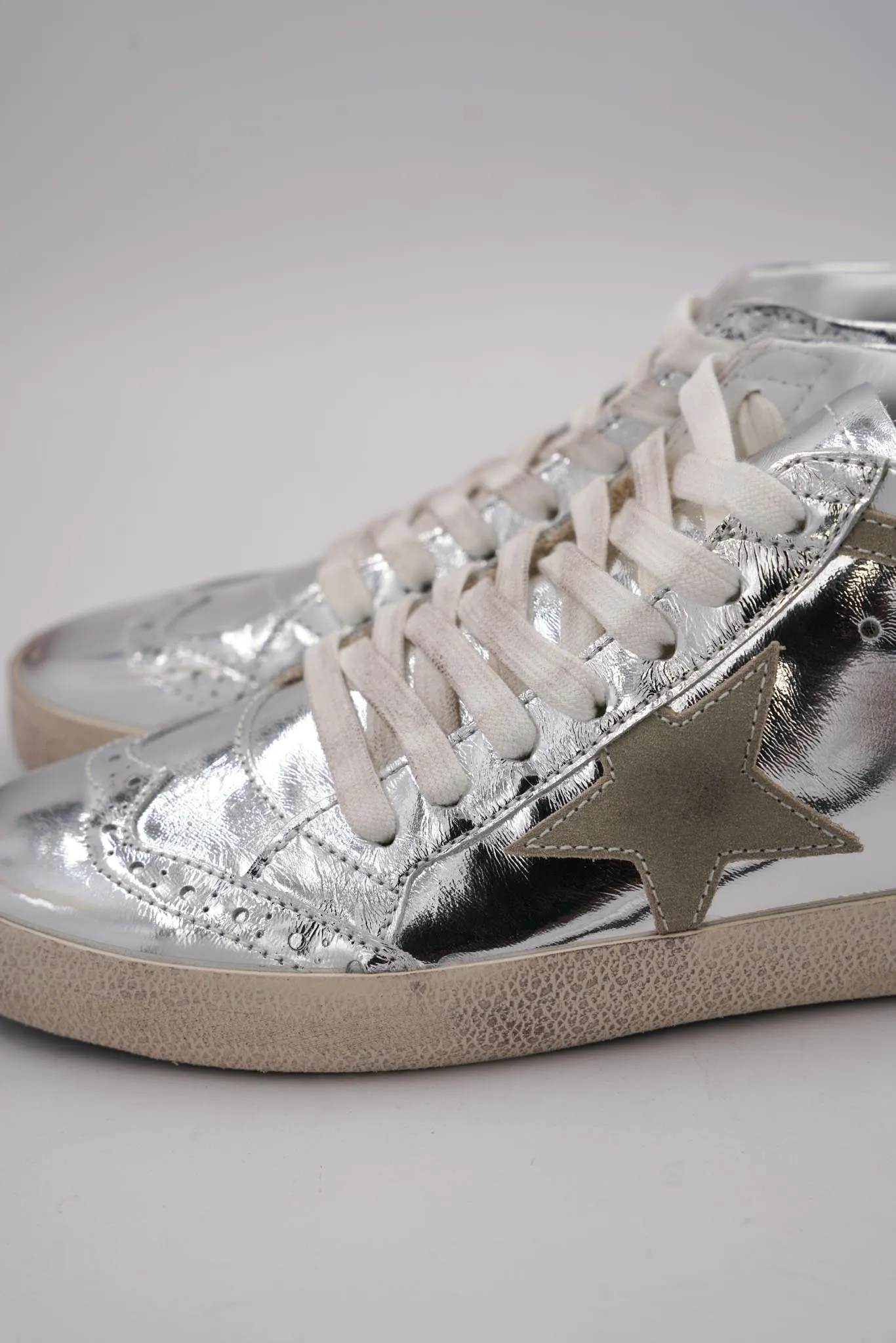 Silver Mid Star Sneakers