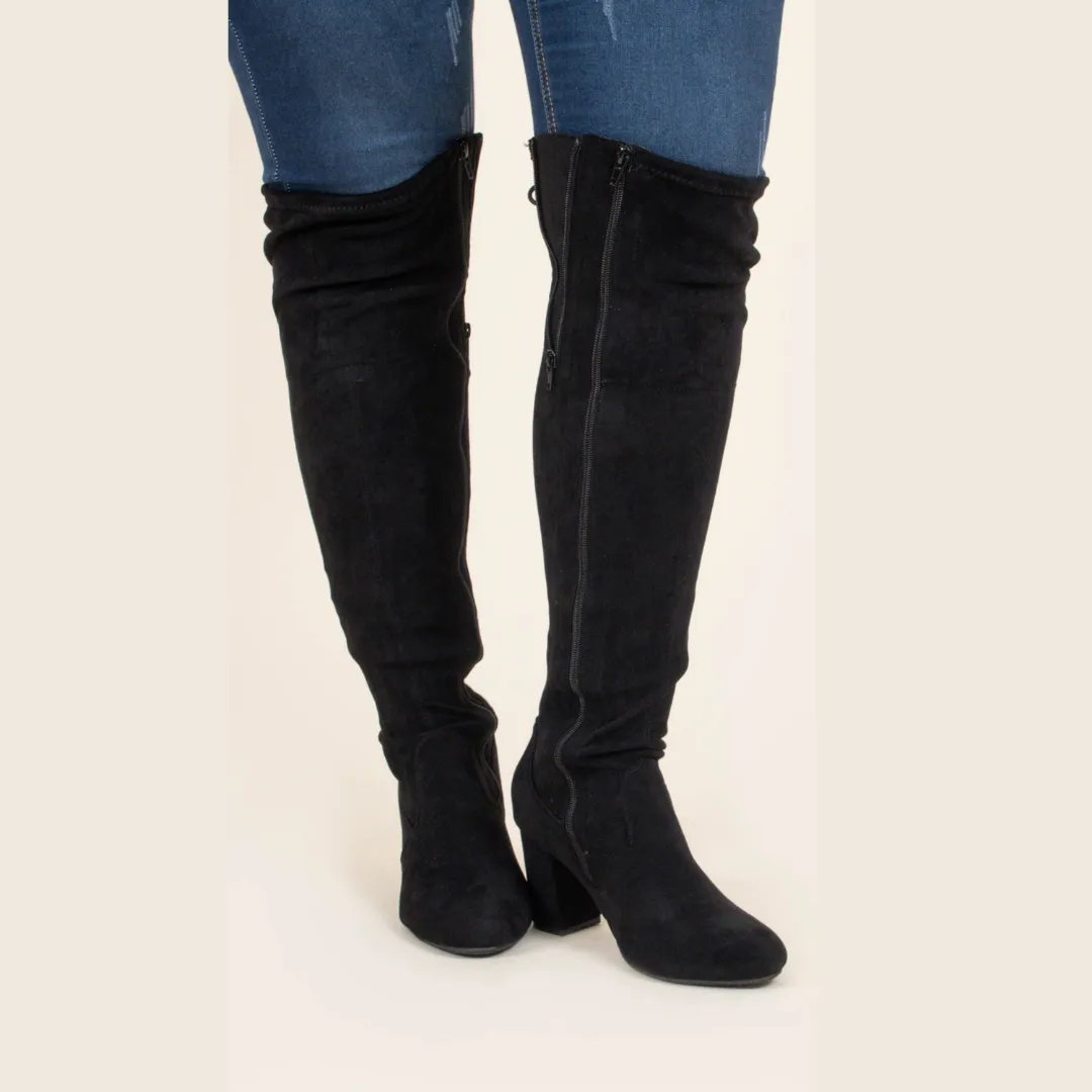 Slaying Suede Boots, Black