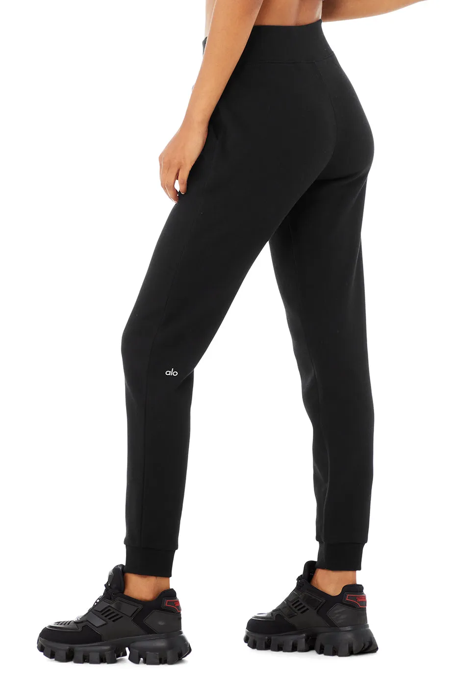 Slick Zip Front Sweatpant - Black