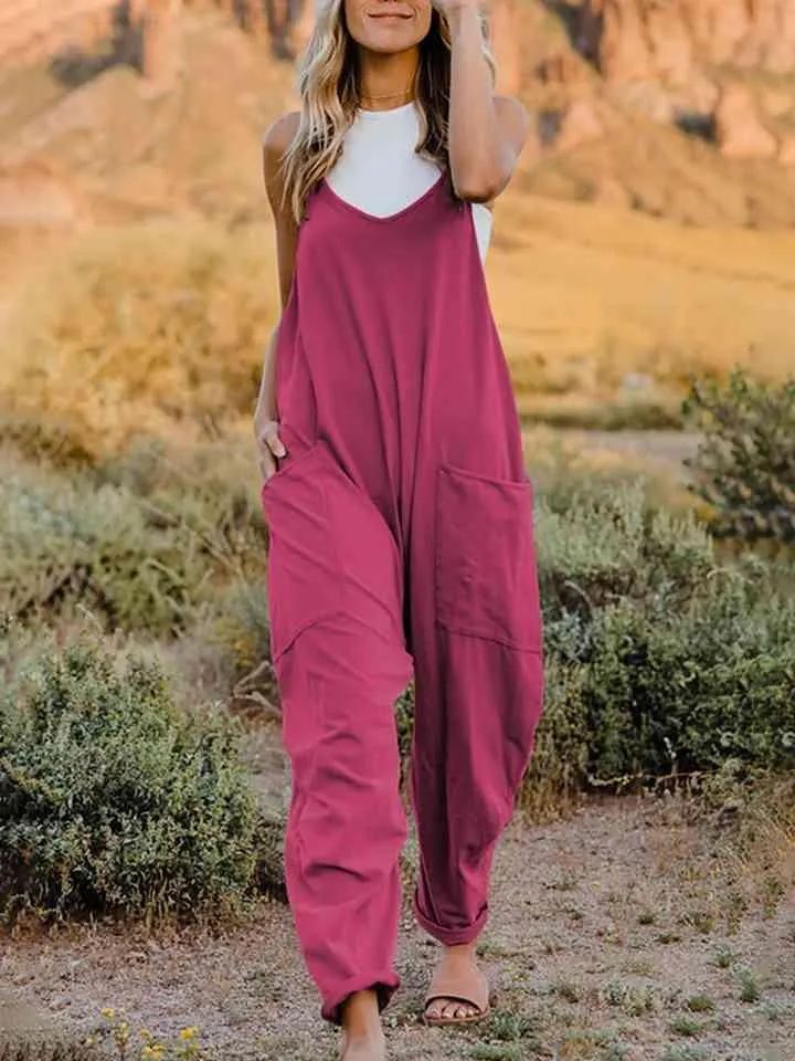 Spaghetti Strap V-Neck Summer Overalls