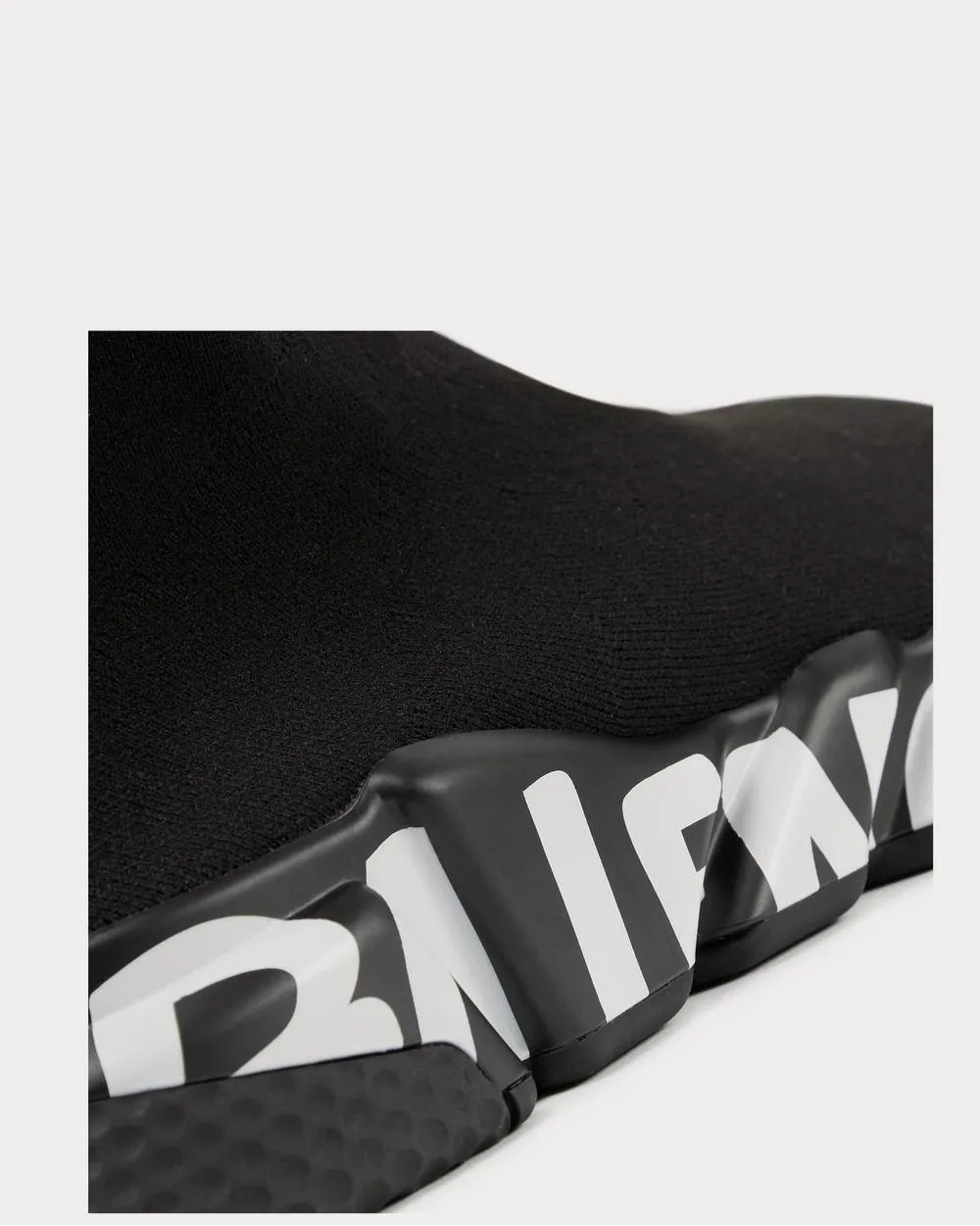 Speed Sock Logo-Print Stretch-Knit Slip-On  Black high top sneakers