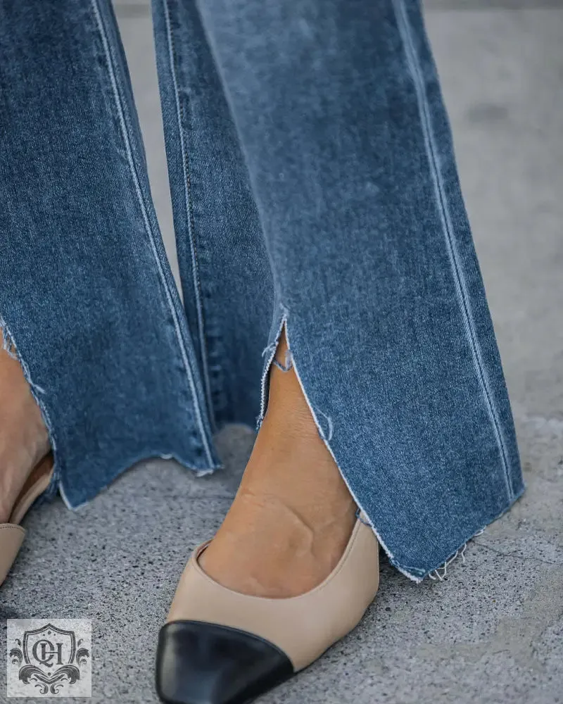 Split Flared Denim Jeans