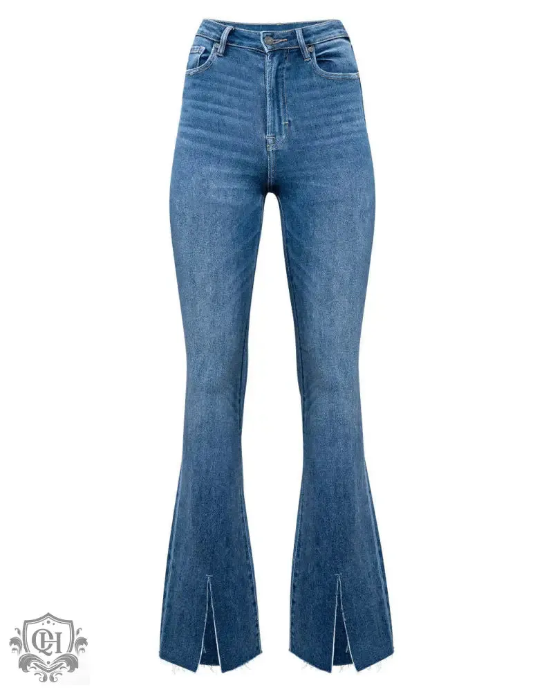 Split Flared Denim Jeans