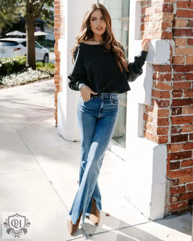 Split Flared Denim Jeans