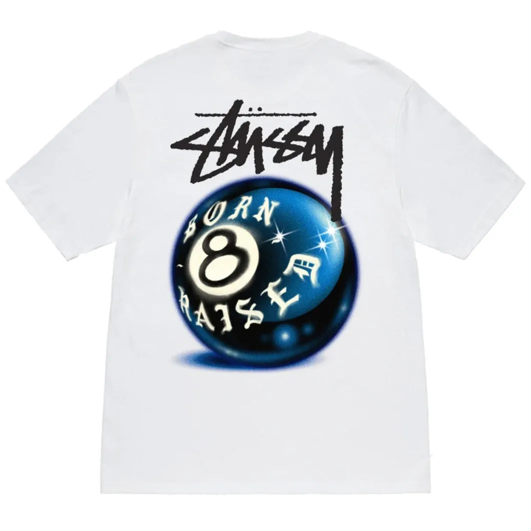 Stussy x Born x Raised 8 Ball Tee White
