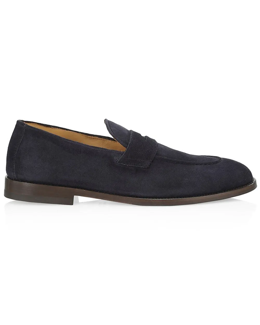Suede Penny Loafer in Navy