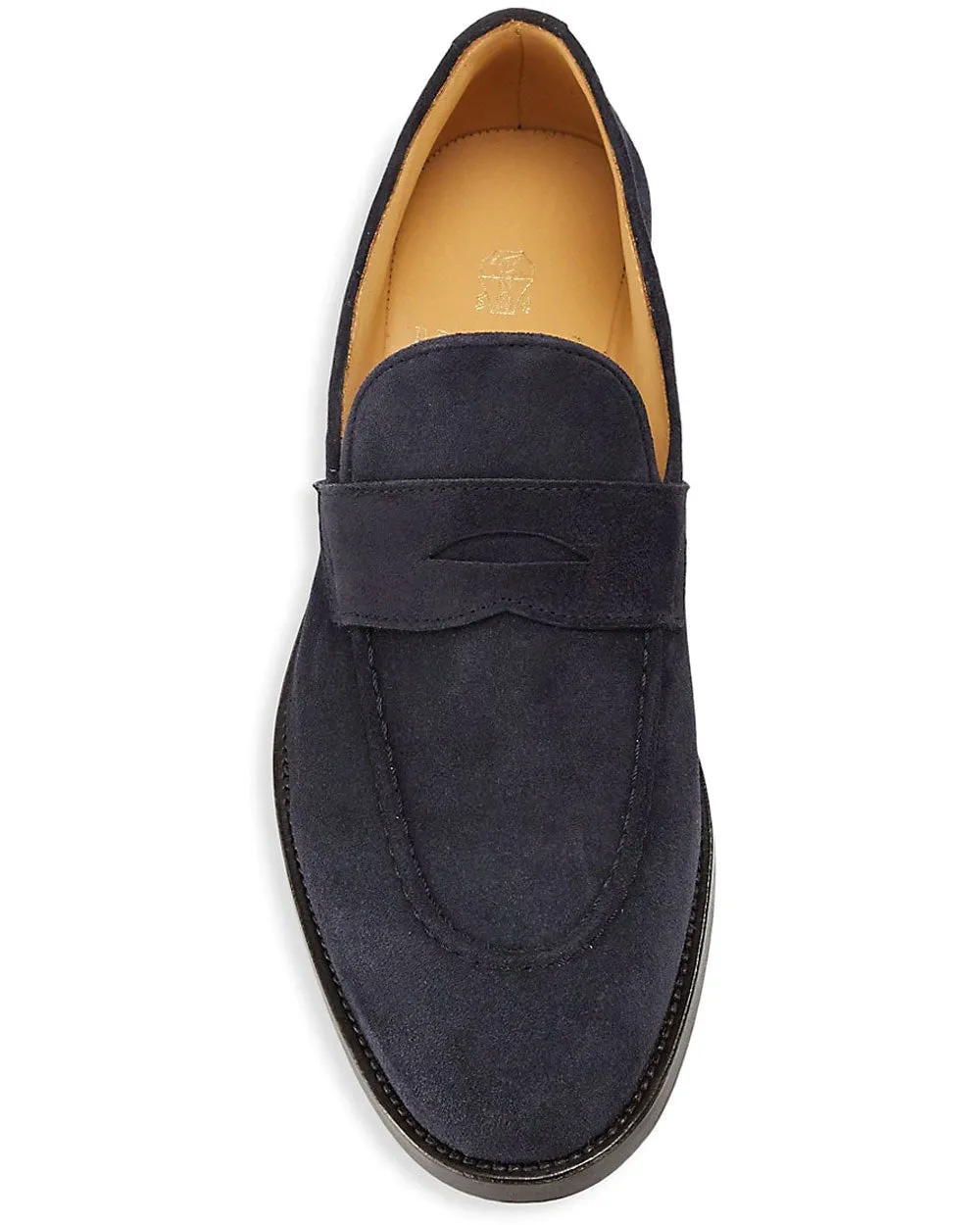 Suede Penny Loafer in Navy