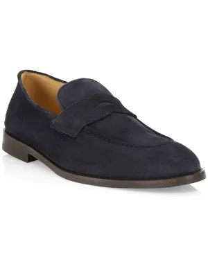 Suede Penny Loafer in Navy