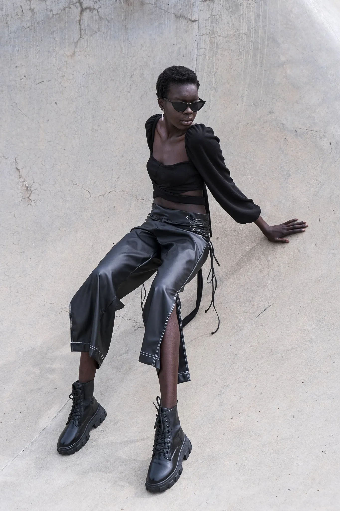 Sustainable High-rise Vegan Leather Pants