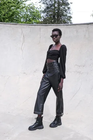 Sustainable High-rise Vegan Leather Pants