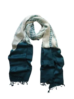 Teal & White Peach Couture Exclusive Designer Popular Faded Tie Dye Pashmina/shawl