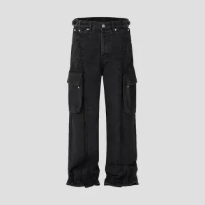 trendy black wide leg cargo pants