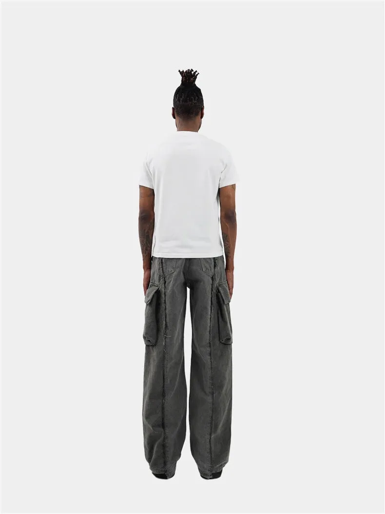 trendy black wide leg cargo pants