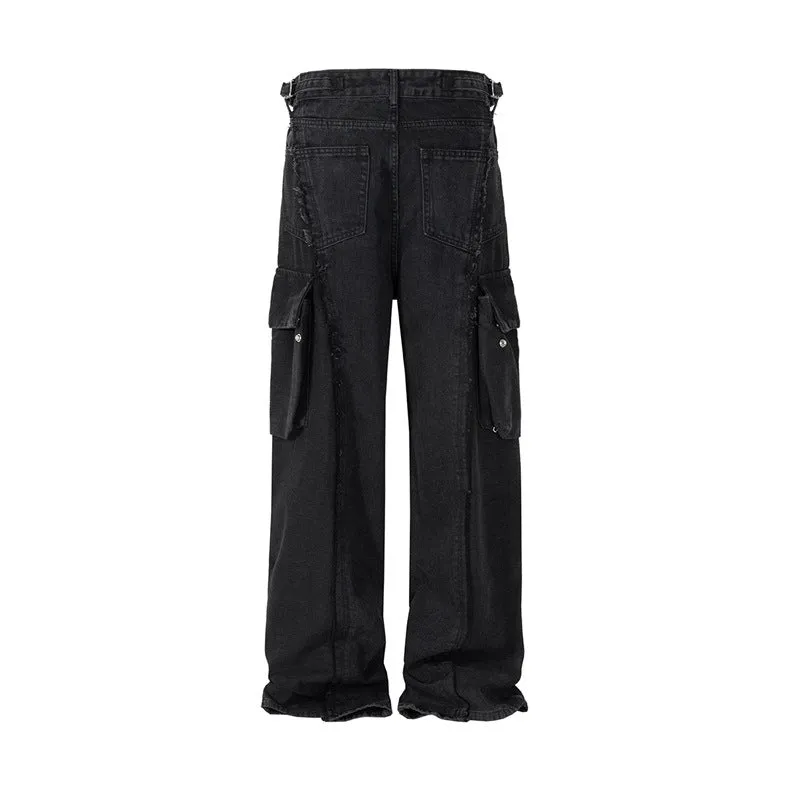 trendy black wide leg cargo pants