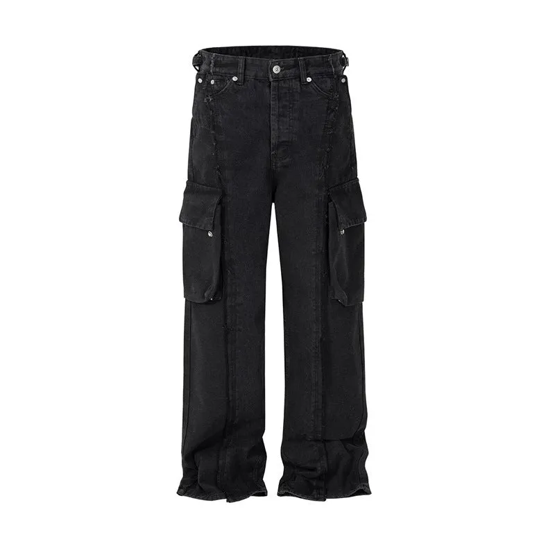 trendy black wide leg cargo pants