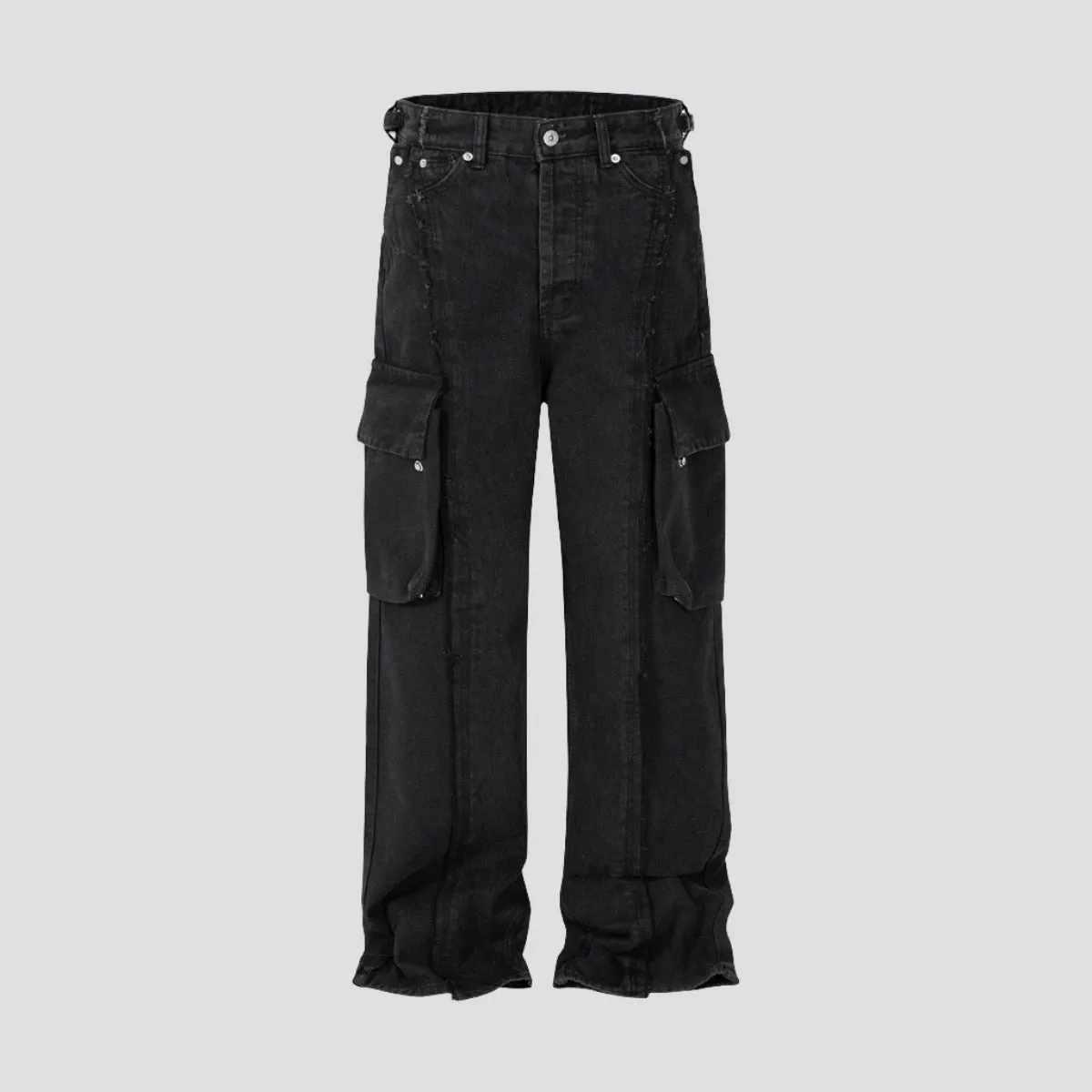 trendy black wide leg cargo pants