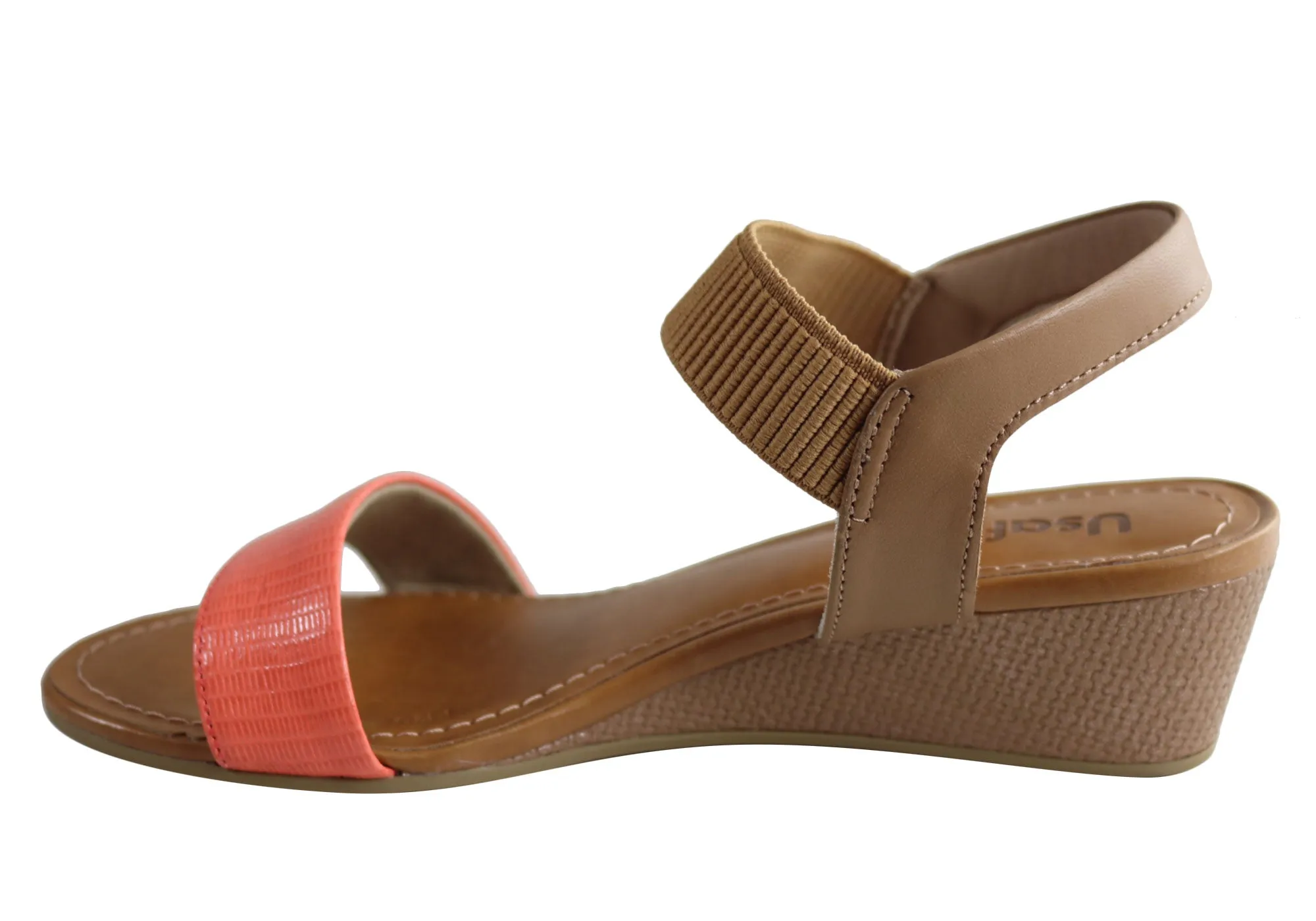Usaflex Boca Womens Comfortable Wedge Sandals Made In Brazil